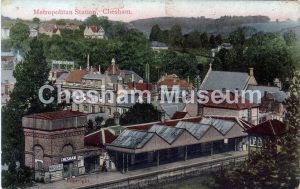 View of Chesham Railway Station from the Balks (Baulks). Postcard donated by Bill Howard. [image code: h9-41-18]