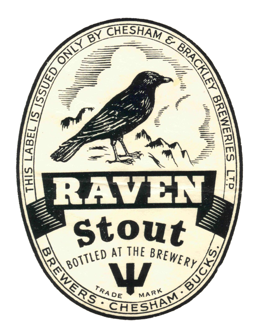 Label showing Raven Stout from Chesham Breweries