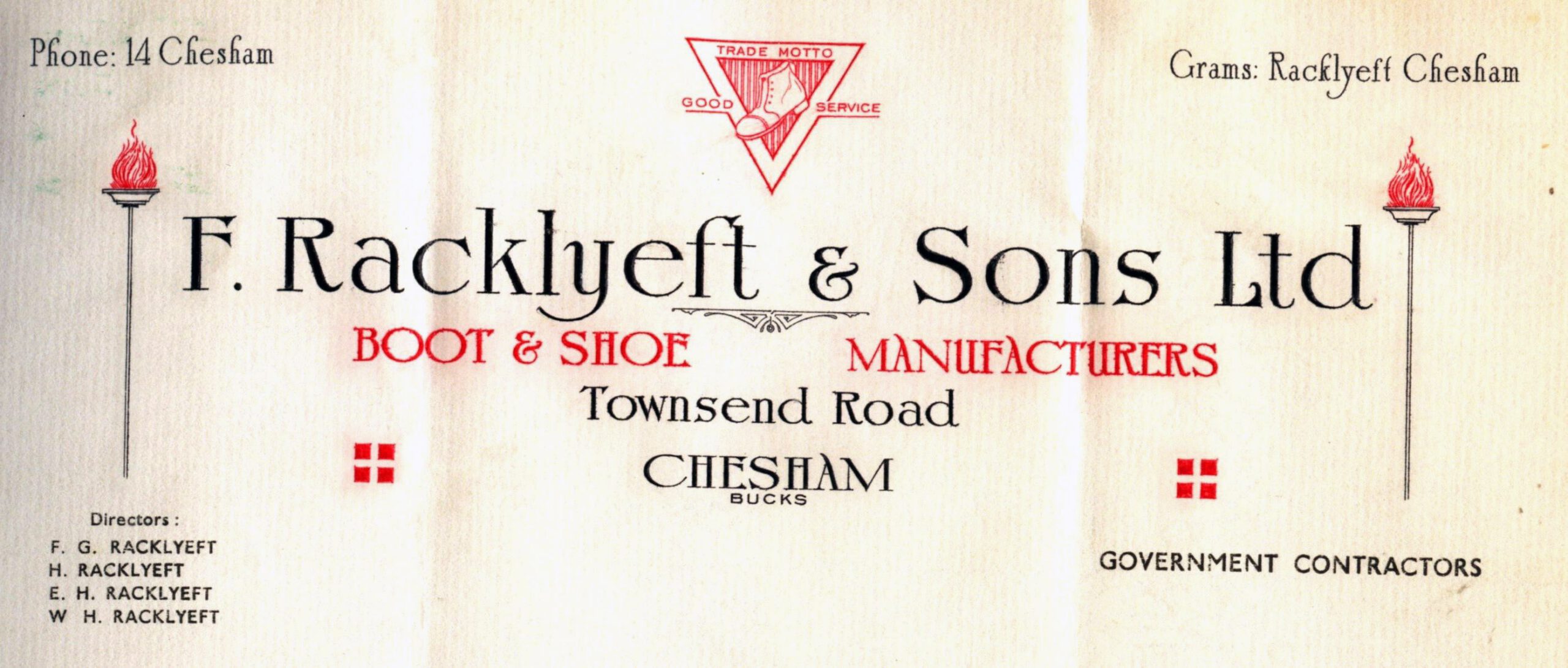 F.Racklyeft & Sons Ltd letterhead