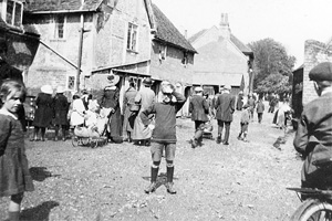 Picture of people in the street after the flood of 1918 in Chesham