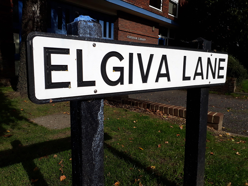 Elgiva Lane road sign