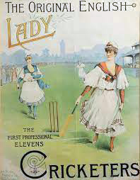 The Original English Lady Cricketers poster showing two women playing cricket