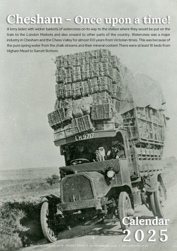 2025 calendar showing a lorry laden with watercress crates