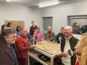 Volunteers and trustees of Chesham Museum meet in the new exhibition space